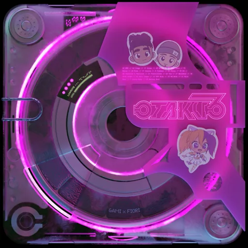 Otaku Drumkit Vol.3 cover: a translucent magenta disc player.